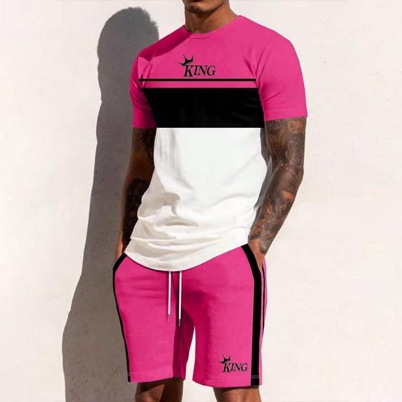 3D Printing Summer Y2K Style Fashion Trendy Men's Set Extra Large Men's Loose Top Refreshing and Breathable Leisure Travel Set