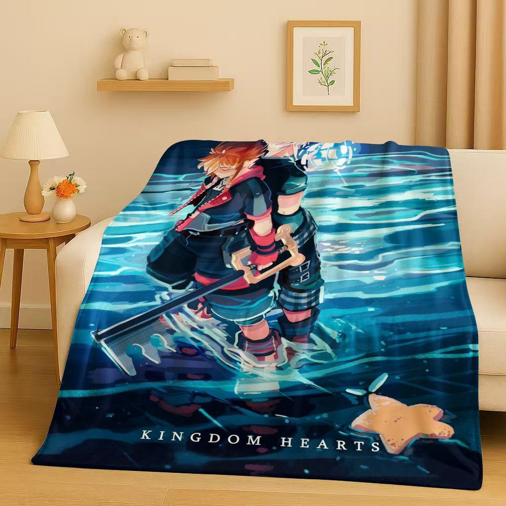 Sanrio Kingdom Hearts Kreslená hra Mickey Mouse Flanelová deka, ultra měkký plyšový přehoz do ložnice, postele, pohovky, vánoční dárek