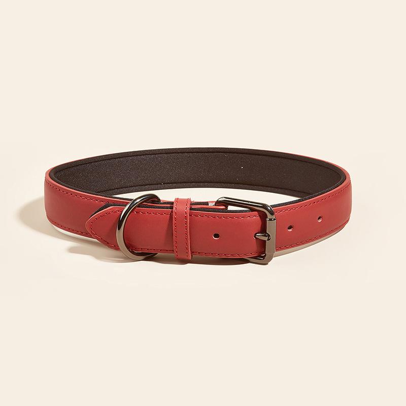 New Pet Genuine Leather Collar Tarp Adjustable Dog Collar Small and Medium Dog Neck Ring