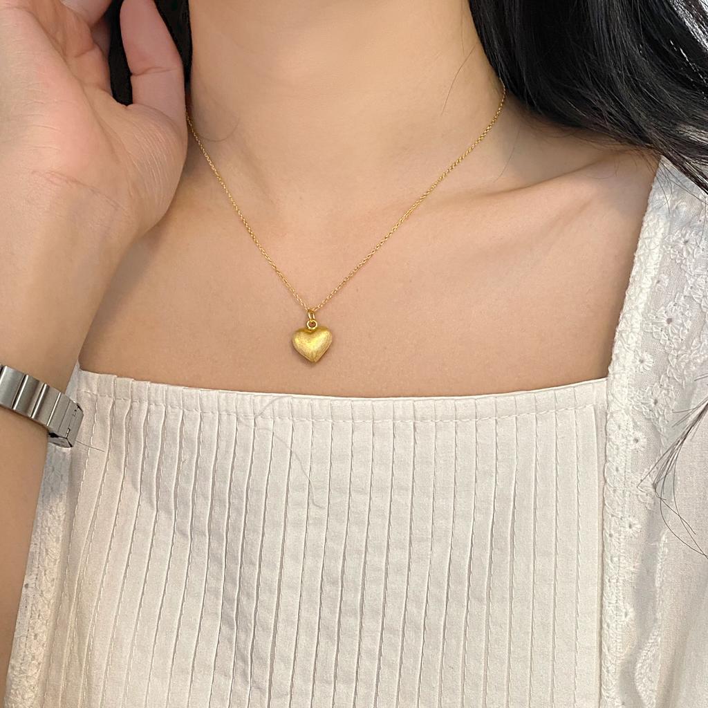 Europe, America and South Korea Korean version 925 sterling silver necklace women's ins brushed matte love pendant collarbone chain