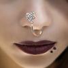 Nose Ring Glitter Heart Shape Rhinestone Alloy Stylish Fake Nose Ring for Party