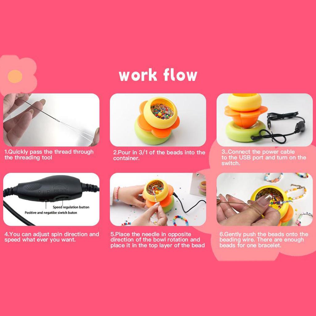 Electric Beading Tool Jewelry Making Tool Threading Beads Device Craft Accessory Bead Spinners Bead Crafting Tool