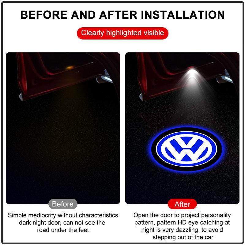 2 ks/Sada LED Logo Znak na Dveře Auta Vítecí Světlo Pro Volkswagen Santana GTI Rline Polo Golf Passat B5 B6 Touran Magotan Scirocco Lavida
