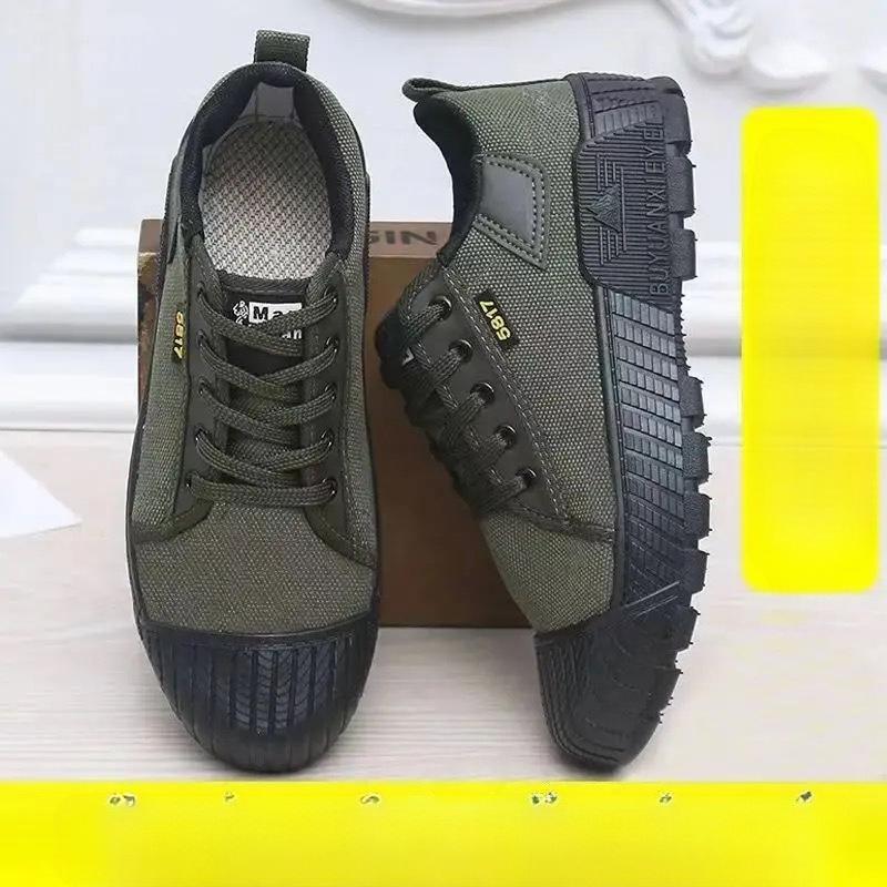 Men's summer shoes, wear-resistant military training shoes, construction site labor protection shoes, rubber shoes, canvas shoes