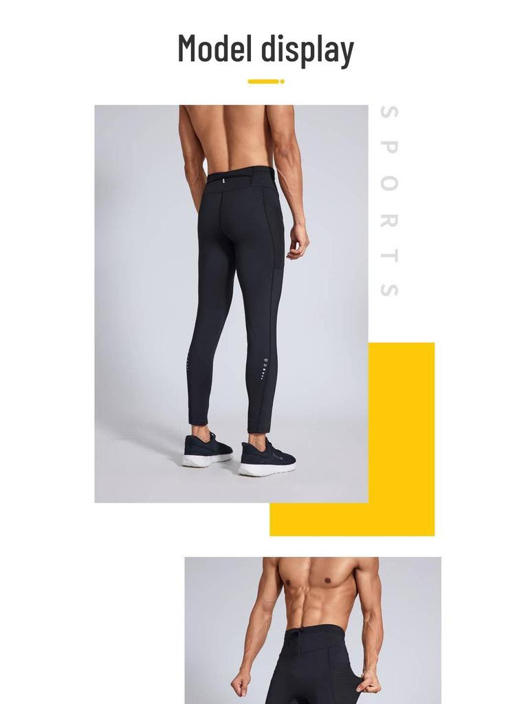 Men's and Women's Fleece-Lined Quick-Dry High-Waisted Compression Fitness Tights for Outdoor Fitness, Marathon, Training, and Racing.