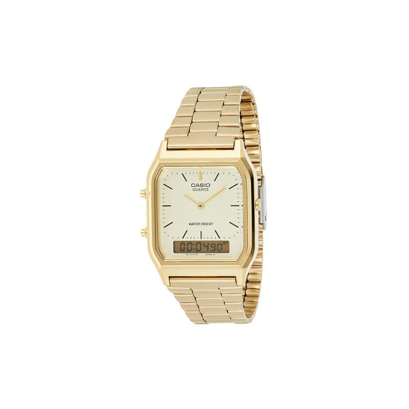 

Casio YOUTH series-square plate dual display classic retro fashion casual simple waterproof small gold nugget small square watch AQ-230GA-9DMQYES белый
