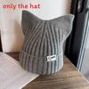 Cute Solid Cat Ears Shape Design Women Wool Knitting Hat For Fall Winter And