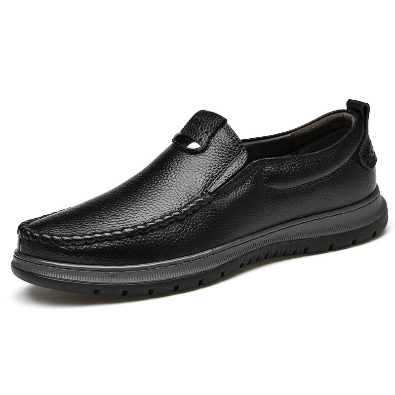 

Модные высококачественные туфли из натуральной кожи для мужчин, универсальные коричневые массажные подошвы, легкие мокасины, подошвы ручной работы, мужская прогулочная обувь 45 чёрный