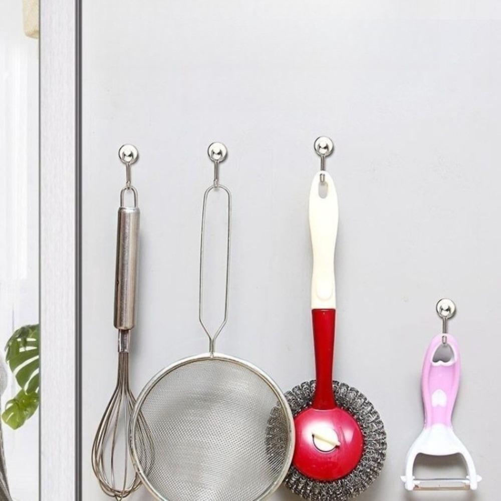 Heavy-Duty Magnetic Hooks - Multi-Purpose Round Hanger for Door/Fridge, No Drill Storage Solution for Bathroom & Kitchen