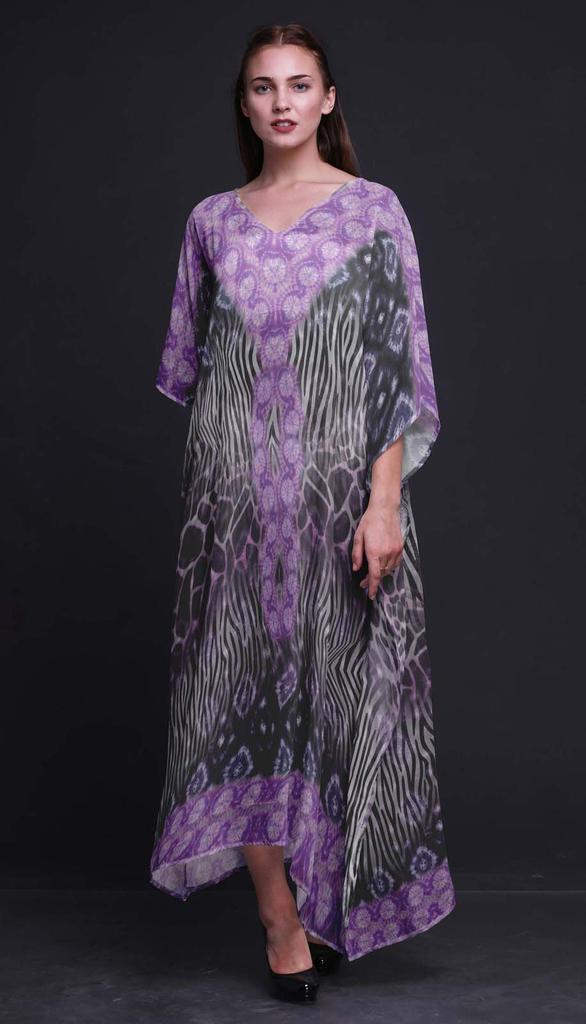 Phagun Giraffe & Zebra Animal Skin Beach Kaftan Bikini Cover up Womena    s Maxi Dress Long