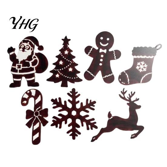 Layered Wooden Christmas Landscape 7Pcs Silhouette Lights with Warm Backlight, LED Reindeer 3D for Home Santa Sleigh Wall Decoration, Seasonal