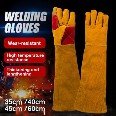 35/40/45/60cm Fireproof Durable Cow Leather Welder Gloves Anti-Heat Work Safety Gloves Hand Insulation For Welding Hand Tools