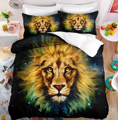 Löwe Bettbezug Set Brüllender Löwe Weiß Wildtiere Polyester Bettdeckenbezug King Queen Größe Für Kinder Erwachsene Teenager Bettwäsche Set