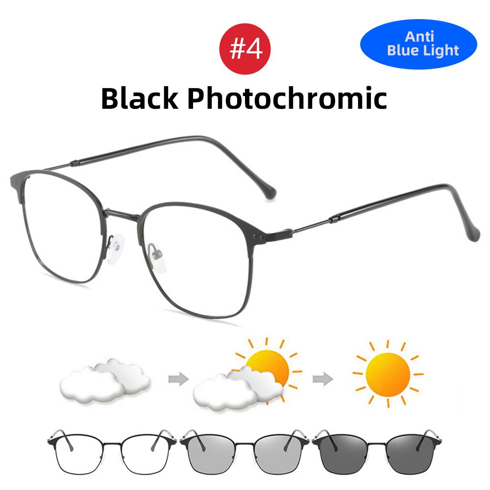 VIVIBEE Metalowe Fotochromowe Okulary Blokujące Niebieskie Śwło Męskie Kwadratowe Zmieniające Kolor UV400 Gogle Gamingowe Okulary Przeciwsłoneczne z Filtrem