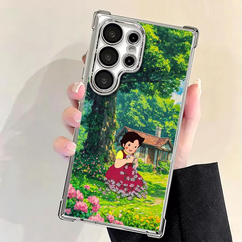 Heidi Cartoon Cute Plating Phone Case For Samsung Galaxy S24 S25 FE S26 Edge S23 Ultra S22 S21 Plus S20 Anti-Fall Airabag Cover