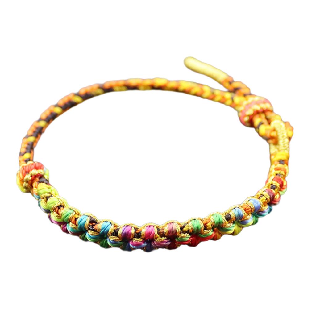 Hand Woven Peach Flower Bracelet Good Luck Charm Bangle Cotton Thread Handchain Traditional Craftsmanship Wristchain