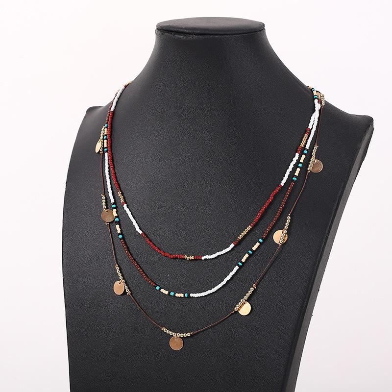 Bohemian Multilayer Beaded Necklace With Colorful Beads Boho Style Neck Jewelry Gift