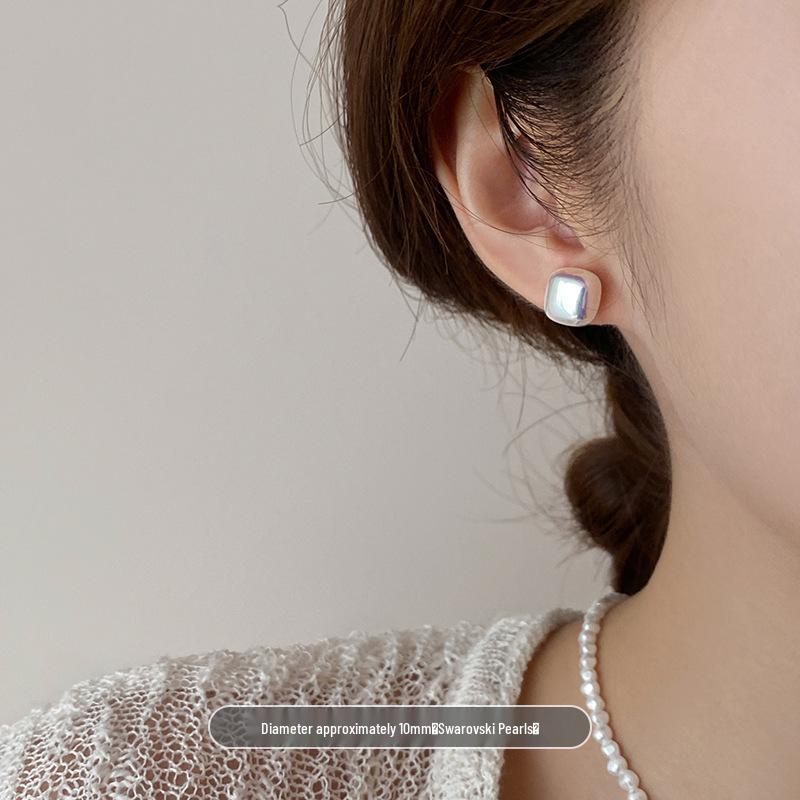 Shi Jia Mantou Lux Pearl Earrings 925 Silver Studs for Women 2024