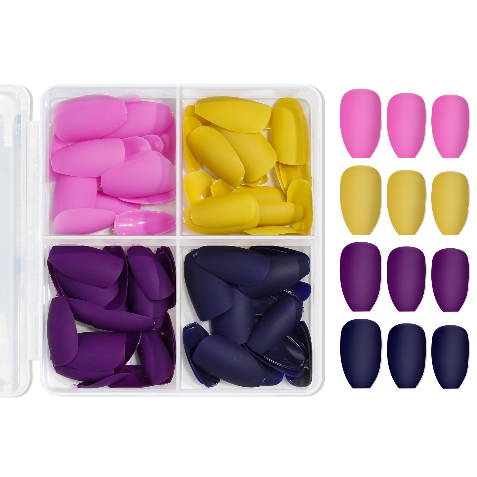 

96Pcs Solid Matte Color Fake Nails Acrylic Full Cover Nail Tips Short Ballet Removable Wearing Press On Nails DIY Manicure Tools