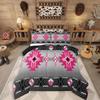 Erosebridal Western Aztec Comforter Set King Size, Boho Farmhouse Bedding Set for Kids Boys Teens Ethnic Southwest Bull Skull Cow Quilt Amer