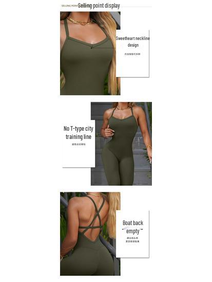 Europäischer & Amerikanischer V-Ausschnitt Rückenfreier Yoga Jumpsuit - Enganliegende Sport- & Fitnessbekleidung für Damen