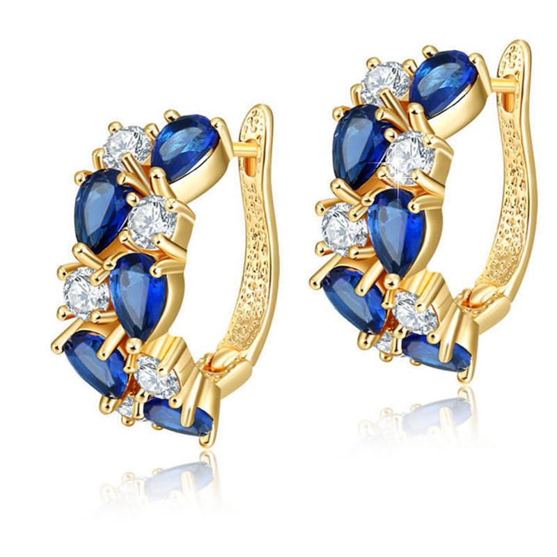 Ohrringe für Damen Schmuck 14K Gold Plated Pendientes Mode Runder Kreis Mosaik Klare Zirkonia Zirkon Stecker DIY Ohrring Schmuck