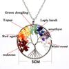 7-Color Crystal Tree of Life Pendant Necklace - Handmade Wire-Wrapped Gemstone Wealth Tree Ornament