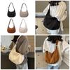 Japanese Harajuku Half Moon Bag with Adjustable Strap Large Capacity Canvas Solid Color Crossbody Shoulder Bag for Unisex  Khaki