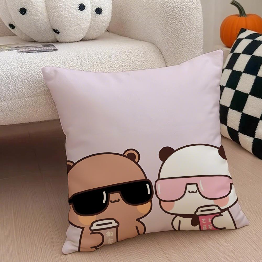 Cute Lovely B-Bubu And D-Doodle Cushion Cover Throw Pillow Cover Hidden Button Durable Polyester Chair Cushion