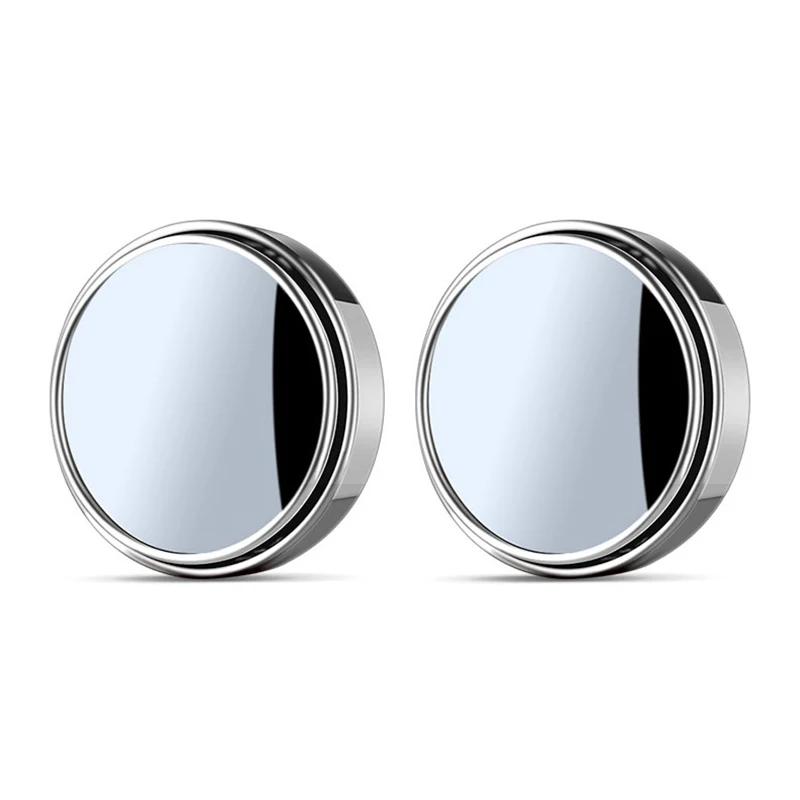 Автомобильное маленькое круглое зеркало Автомобильные зеркала заднего вида с вращением на 360 градусов Высокое разрешение Настоящее стекло Слепые зоны Внутренние зеркала чёрный