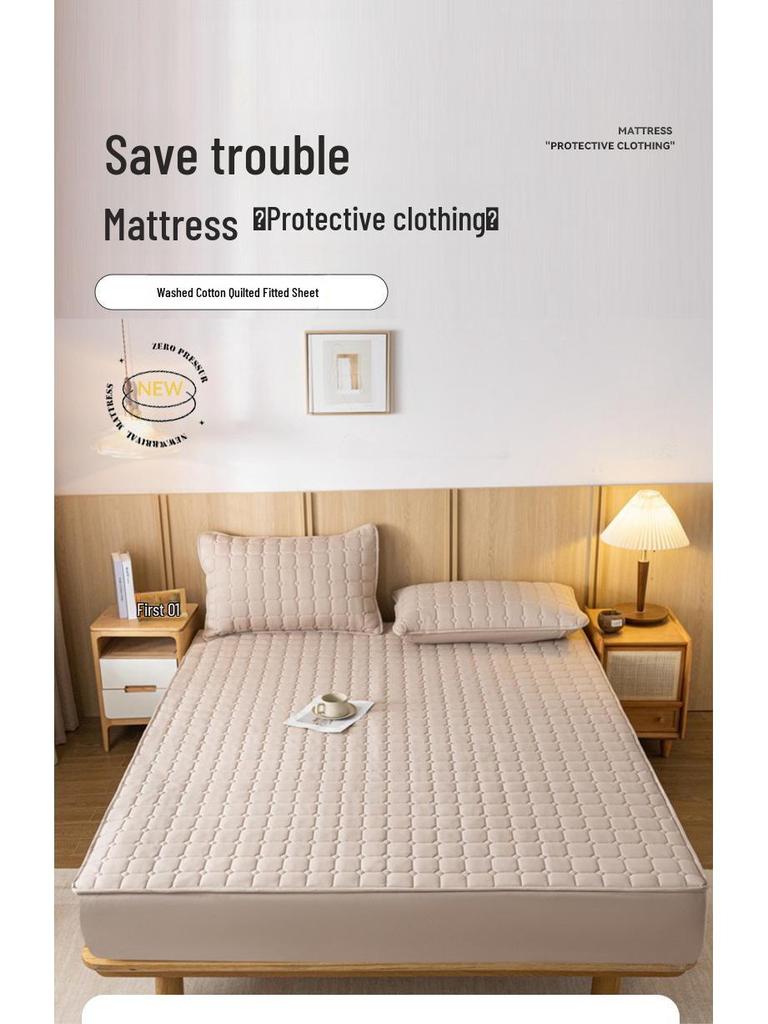 Rutschfeste, einfarbige, gesteppte Tagesdecke: Hautfreundliche, gewaschene Baumwolle