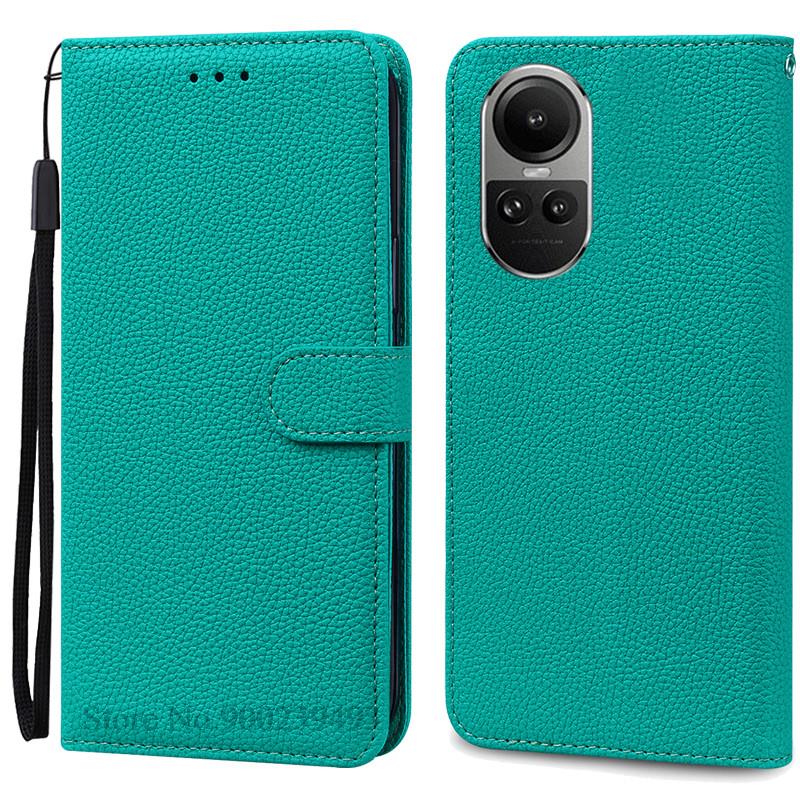 

Для OPPO Reno10 5G кожаный чехол для OPPO Reno 10 Pro 5G чехол-кошелек флип-чехол для Reno 10 Pro Plus чехол-книжка Fundas Coque Reno 10 циан