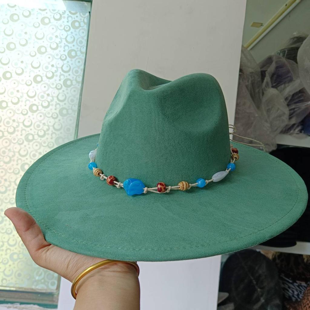 Suede 9.5cm Large Brim Fedora British Top Hat Autumn/Winter Women's Suede Tassel Hat Unisex Chapau Femme