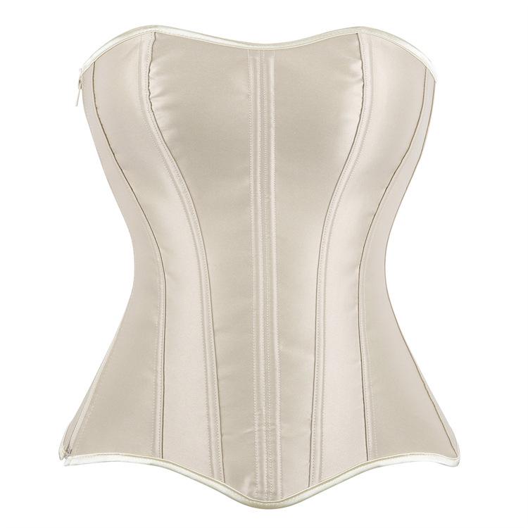 Czarny satynowy gorset wyszczuplający talię zapinany na zamek