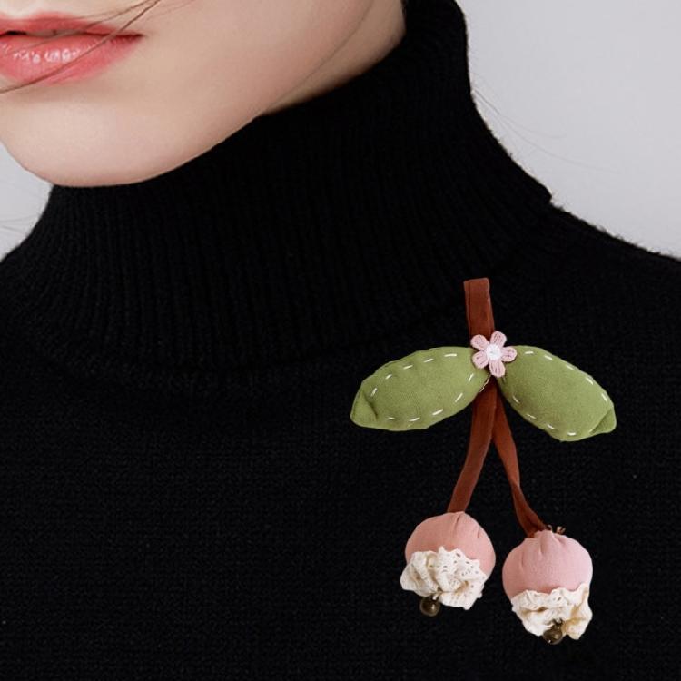 Fabric Fruit Brooch Hawthorn Cherrys Accent Portable For Casual Formal Occasions