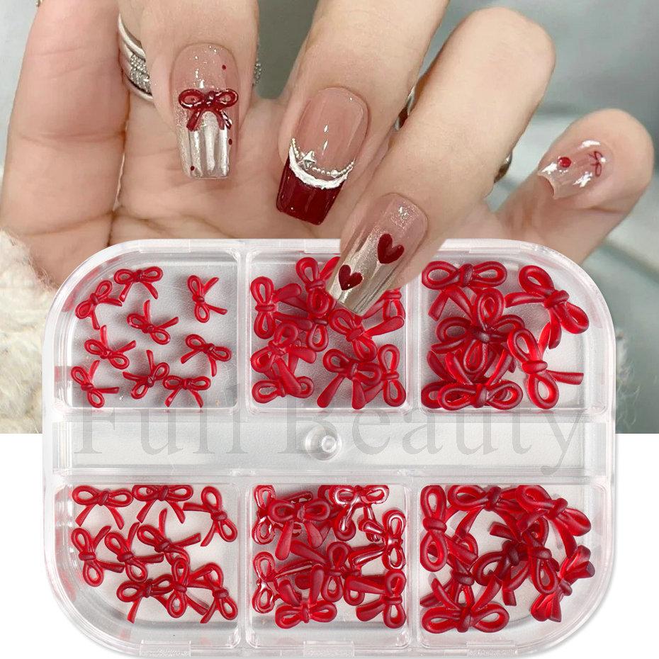 Nail Art Jewelry, New Year'S Festive Three-Dimensional French Bow-Sized Mixed Nail Jewelry