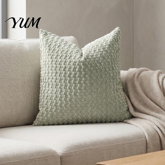 Soft Elastic Couch Pillows Bubble Corduroy Throw Pillowcase, Decorative Square Cushion Cover, Living Room Accessories Textured Invisible Zipper Pillow