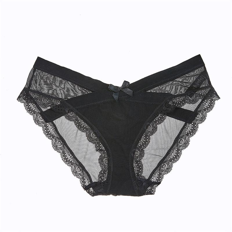 Japanese Low-Waist Lace Mesh Seamless Panties with Cotton Crotch