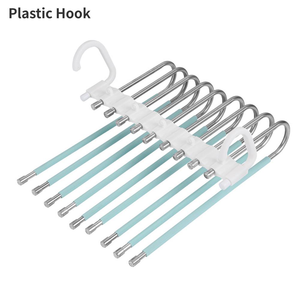 Multifunctional Foldable Pants Hanger,5/9 Layer Wardrobe Storage Rack for Scarf Towel,Space-saving Retractable Clothes Organizer