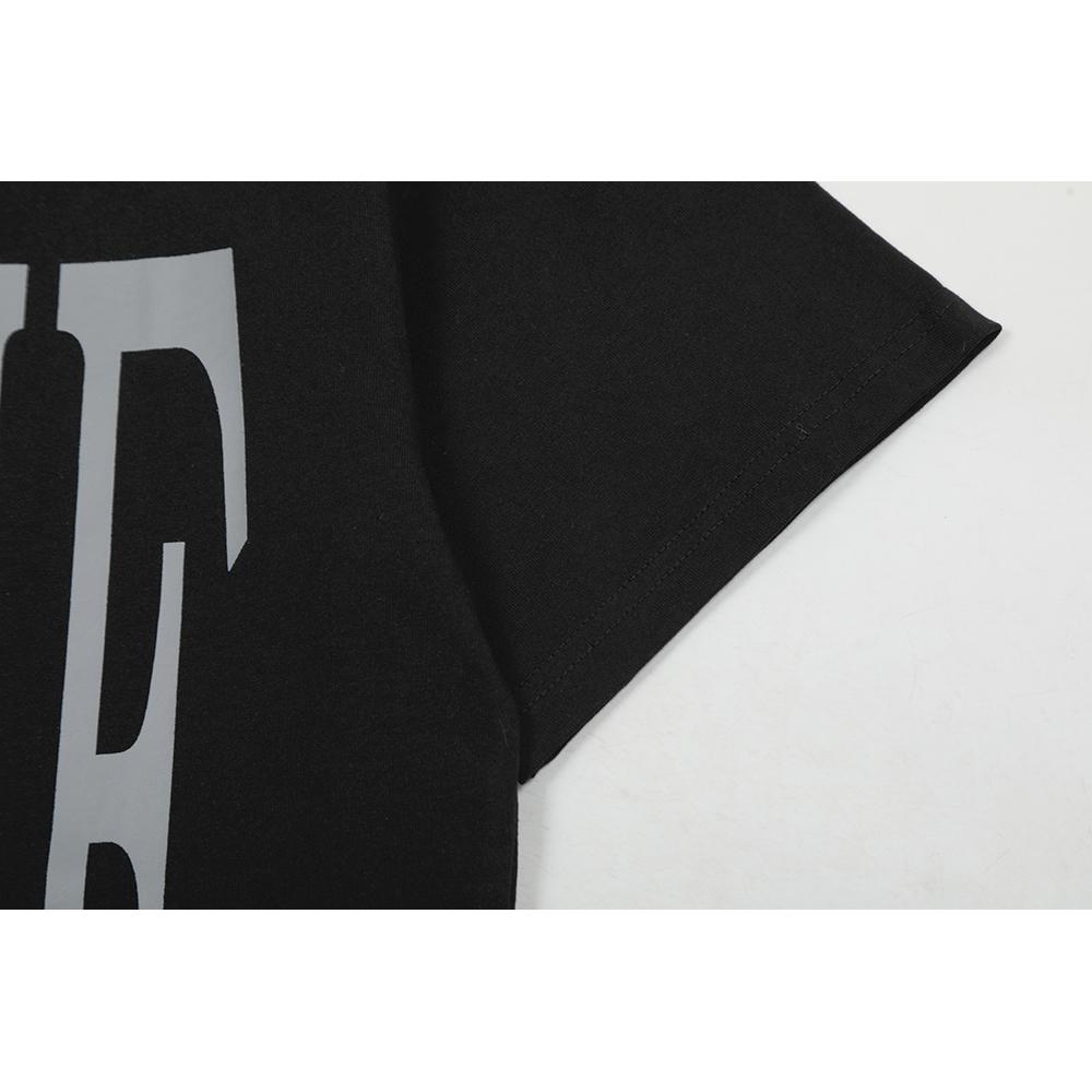 Vlone City Fire V Print Oversized T-shirt, Men's and Women's Casual Hip Hop Streetwear Short Sleeve Tee