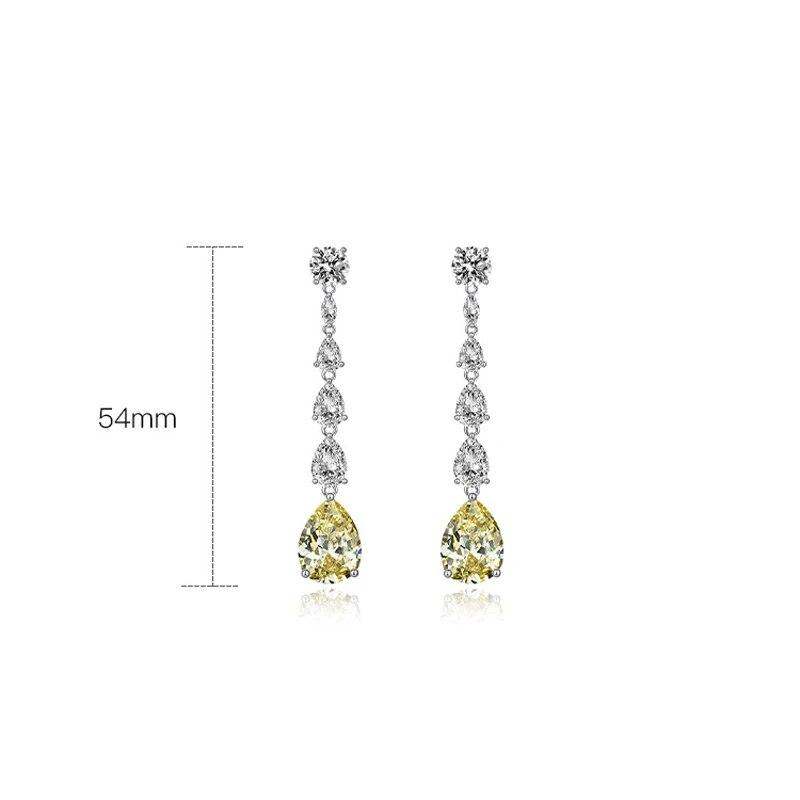 

Серьги-капли из стерлингового серебра 100% 925 9*13 мм с желтыми каплями воды и высокоуглеродистыми бриллиантами для женщин, сверкающие ювелирные изделия, подарки