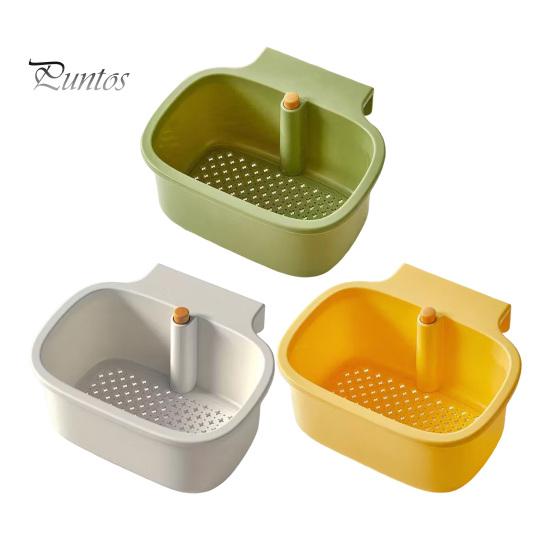 Fruit Draining Basket for Sink Hanging Strainer Basket, One-Press Food Waste Catcher, Anti Clogging Durable ABS Stainless Steel Filter, Practical