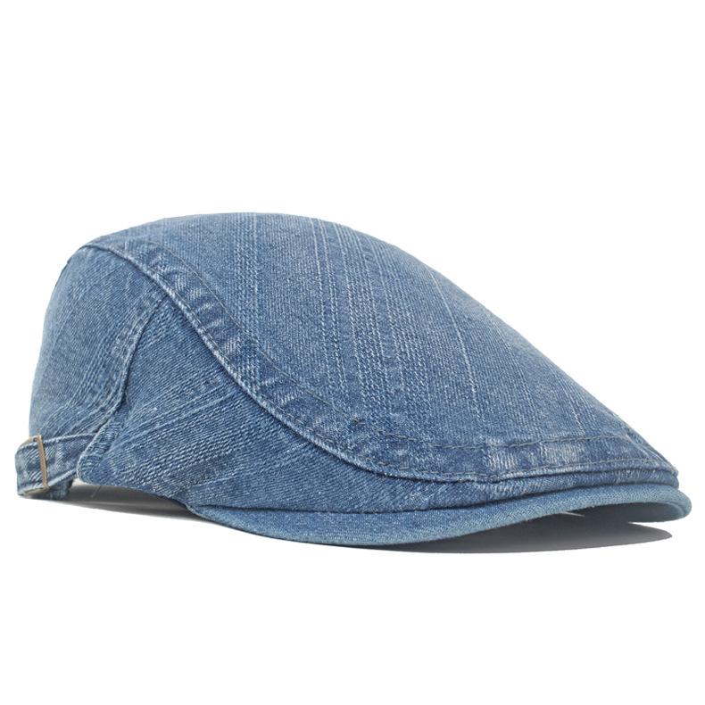Washed Denim Cap Men British Beret Women Forward Cap Paintsman Hat Newsboy Cap