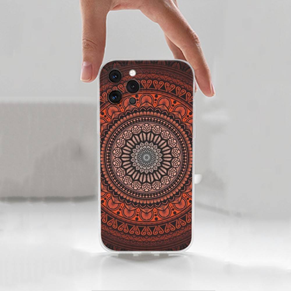 Totem Colorful Flower Mandala For iPhone 12,Mini,16,X,13,XR,15,Pro,17,Plus,11,Max,14,SE,XS,Transparent Soft Cover Case