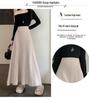 High Waist Autumn/Winter Pleated A-line Knit Skirt with Slimming Design