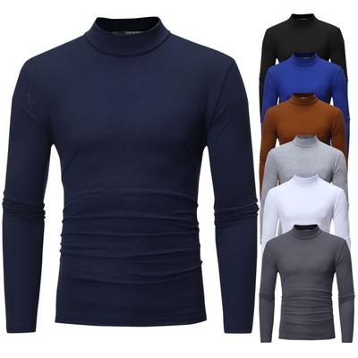 Herren Einfarbig Langarm T-Shirt Lässig Basic Stehkragen Design Unterhemd Übergröße