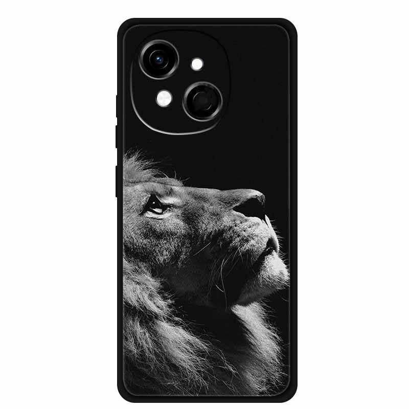 Black Silicone Case For Tecno Spark 40C Cases Wolf Luxury Protective Soft Back Cover For Tecno Pop 9 4G Case 6.67" Animal Fundas