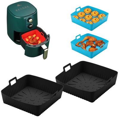 XXL 9inch Silicone Air Fryer Basket for Cosori/Ninja 6-8QT - Oven-Safe Square Reusable Tray Dishwasher-Friendly Oil-Free
