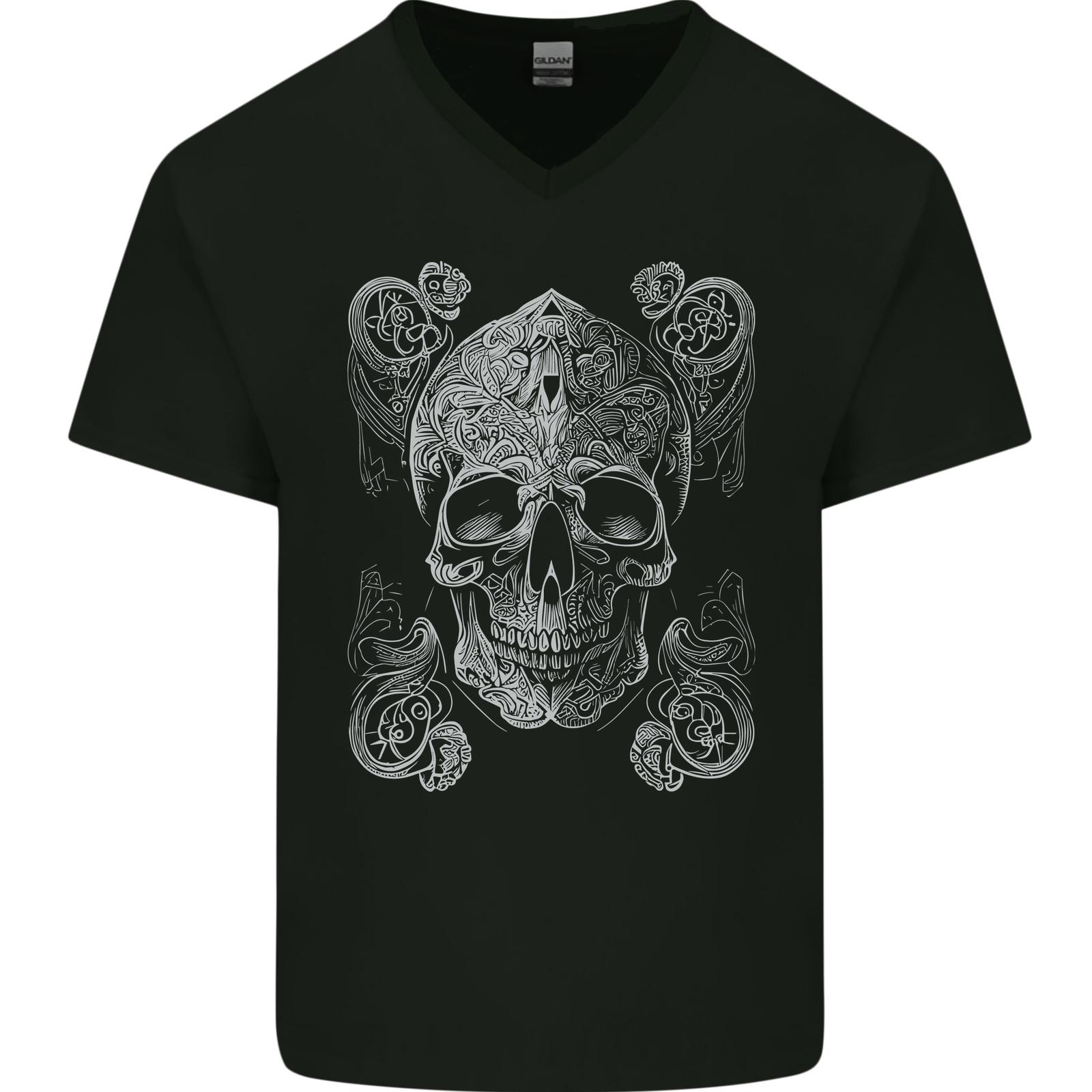 Religious Skull Pope Rock Music Heavy Metal Mens VNeck Cotton T-shirt S