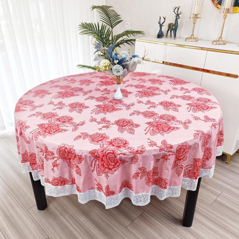 Round Tablecloth Pvc Waterproof Oilproof Dustproof For Home Kitchen Dinner Party Use